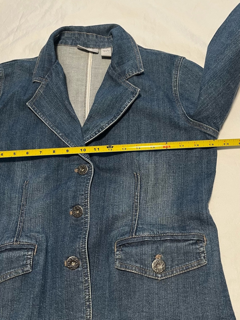 NWT Women’s CHICO”S Platinum Light Wash Blue Denim Jean Blazer Jacket Size 1- S - Picture 11 of 14